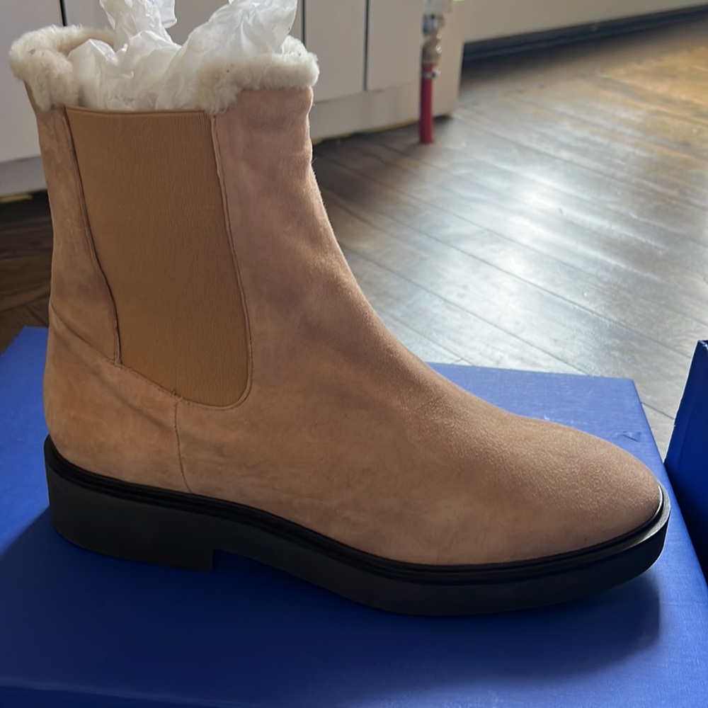 Stuart Weitzman 
Alpine Cozy Suede & Shearling Chelsea Boot NEW